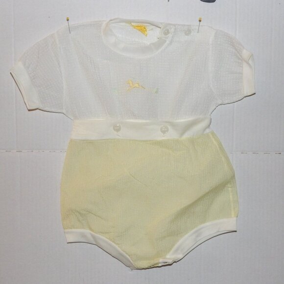 Baby Romper, Yellow and White, Vintage, Size 6-12 Months - Picture 5 of 6